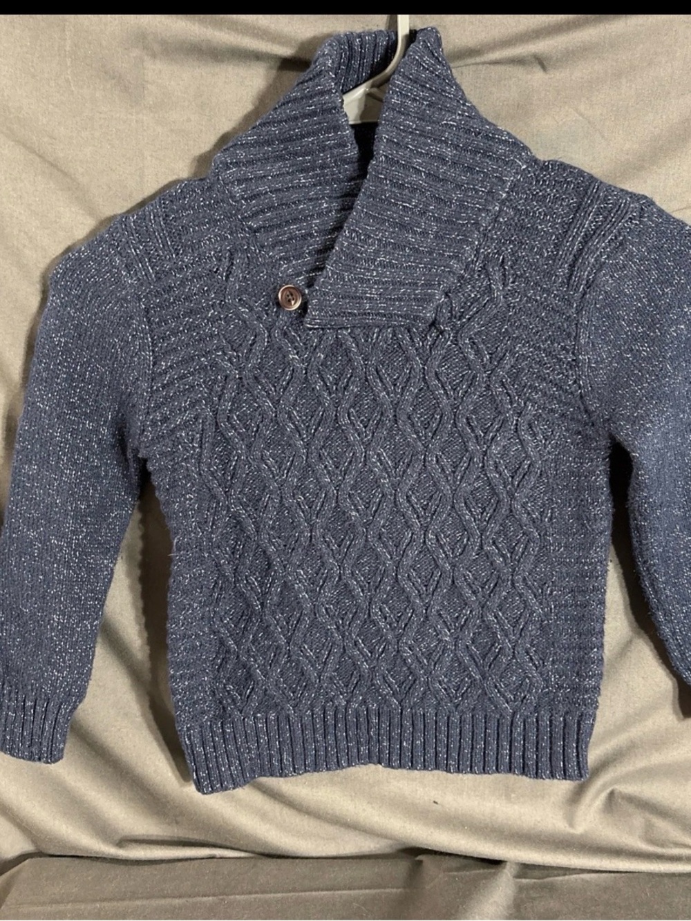 Cat & Jack Men's Navy Cable Knit Turtleneck Sweater with Button